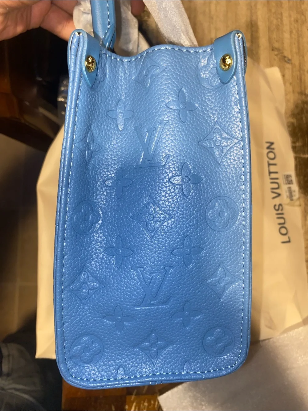 Louis Vuitton Blue Embossed Monogram Satchel